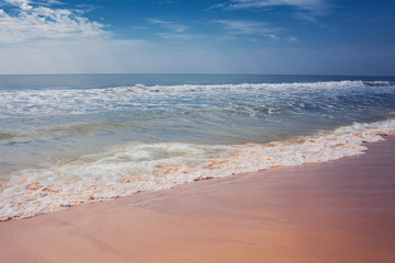 Beautiful  sand beach and tropical turquoise blue sea view