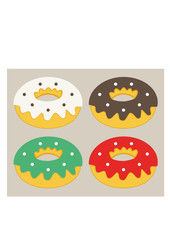 set of flat donuts, donuts icon and elements for bakery and confectionery design/ Xmas color
