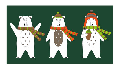 bear - autumn character in the scarf.  design for card, poster, print