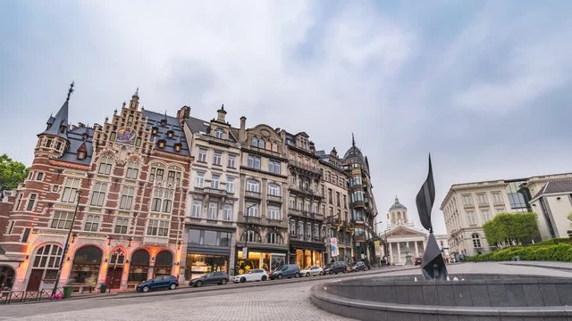 Brussels city skyline timelapse at Coudenberg Street, Brussels, Belgium 4K Time lapse
