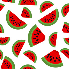Watermelon seamless pattern.Baby and kids style abstract geometric background.Colorful vector illustration. Watermelon slices. Popular summer background.