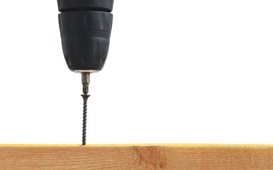 screwdriver screw in hand isolated on white background