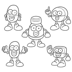 vector set of medicine cartoon