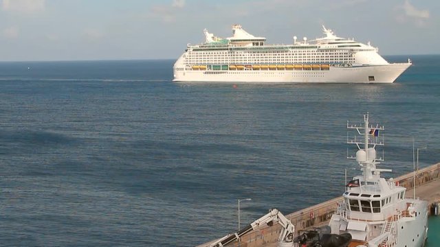 Cruise liner on way to port. Bridgetown, Barbados