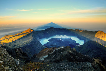 Fototapeta premium View from the top of Rinjani volcano - Lombok, Indonesia.