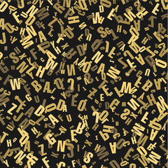 Alphabet on a black background .Abstract black background from letters.Vector illustration