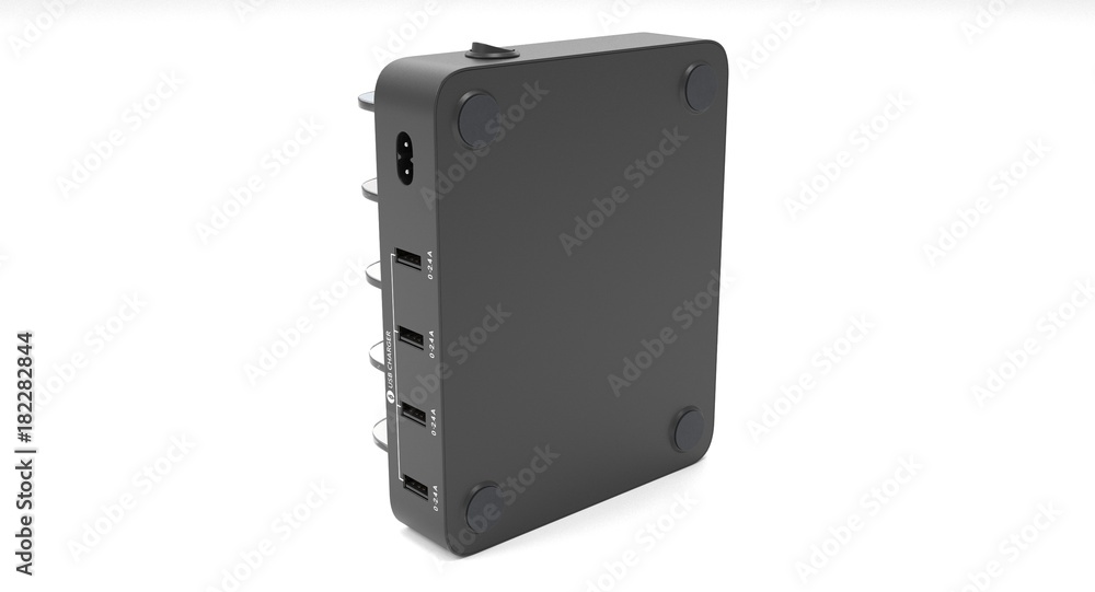Poster 3d rendering - universal usb charge station dock isolated on white background.