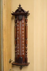 big external thermometer on a wall closeup