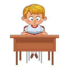 Schoolboy on desk