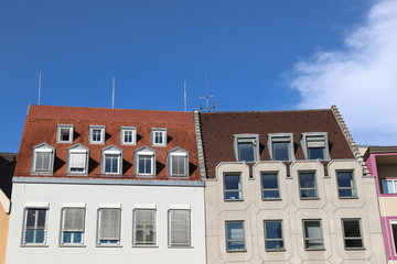 Roof windows on building in Augsburg, Germany