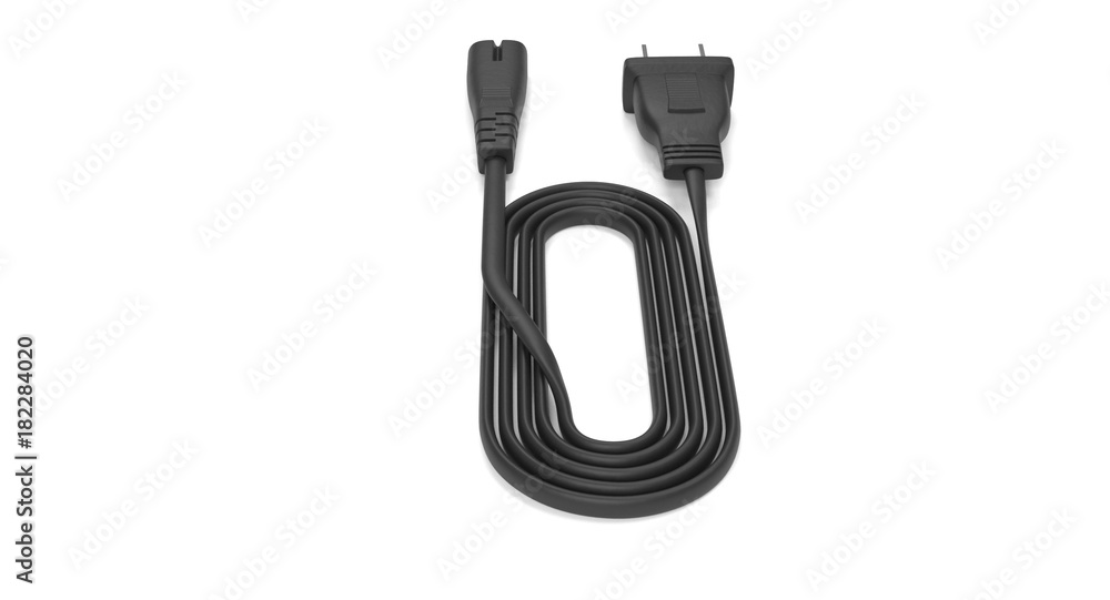Poster 3d rendering - power cable with iec-c7 connector isolated on white background.