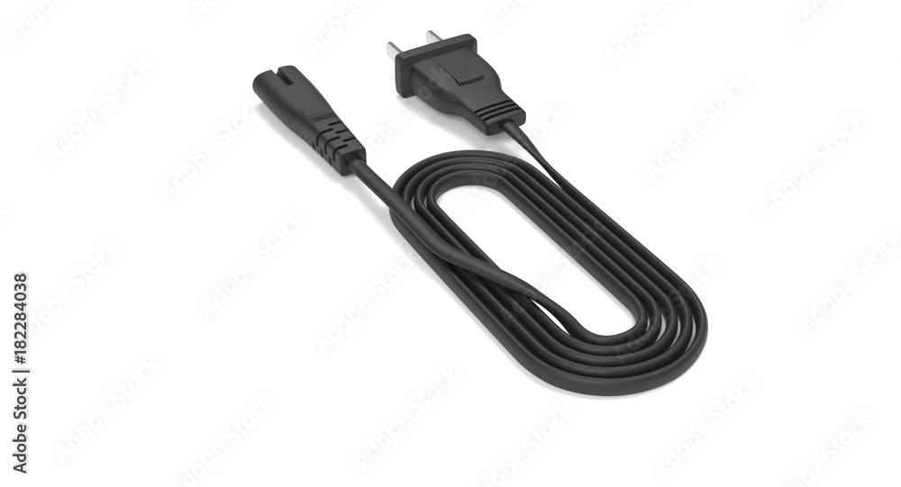 Poster 3d rendering - power cable with iec-c7 connector isolated on white background.