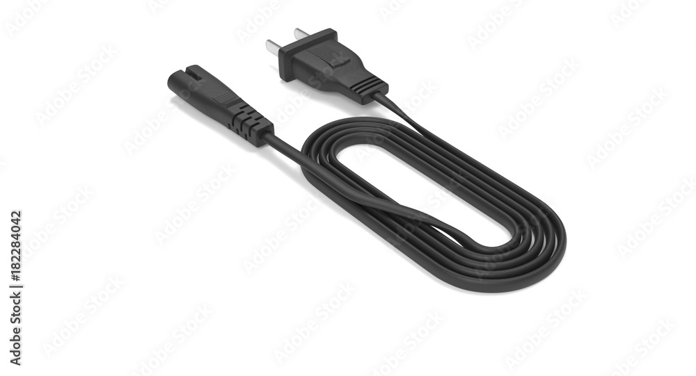 Poster 3d rendering - power cable with iec-c7 connector isolated on white background.