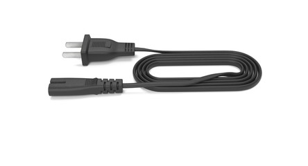 3D rendering - power cable with iec-c7 connector isolated on white background.
