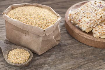 Grains and amaranth bar (Amaranthus)