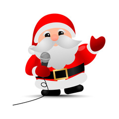 Merry christmas. Vector Santa Claus. Singer