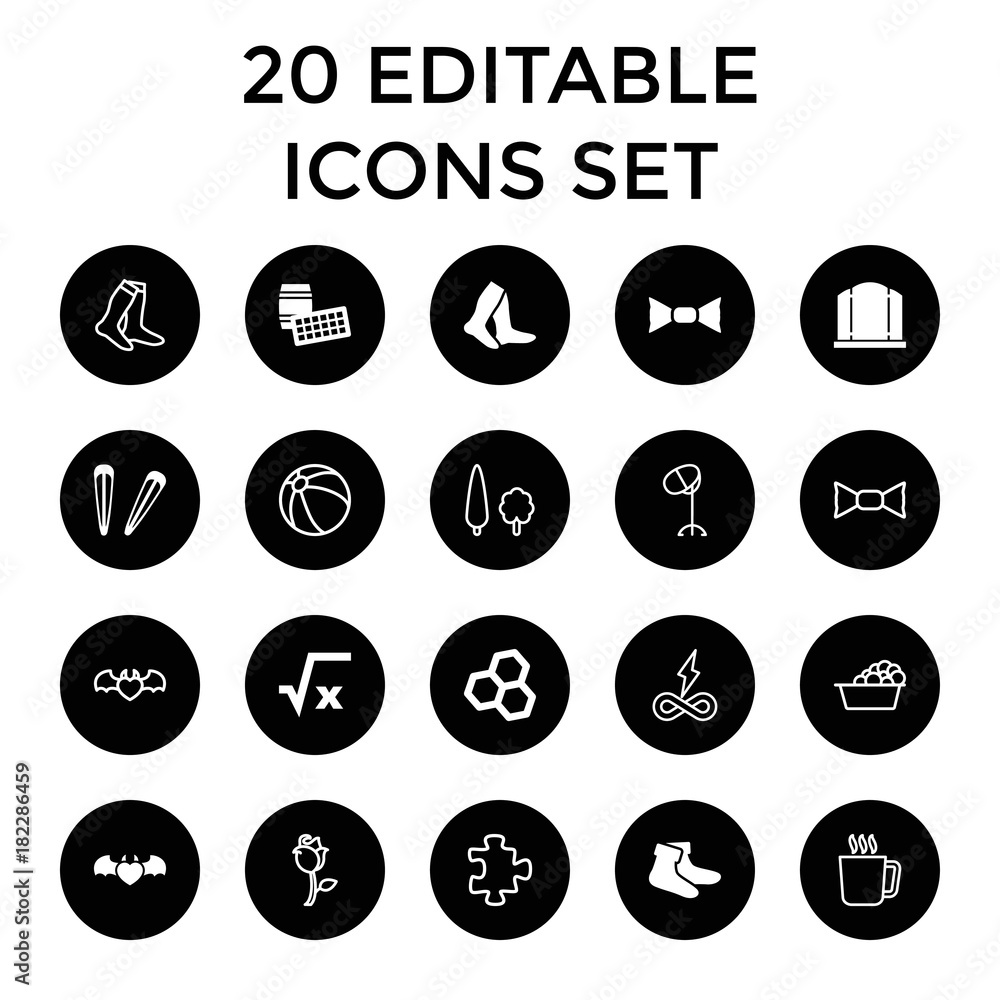 Poster set of 20 pattern filled and outline icons