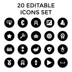 Set of 20 badge filled icons