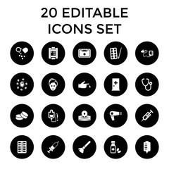 Set of 20 treatment filled icons