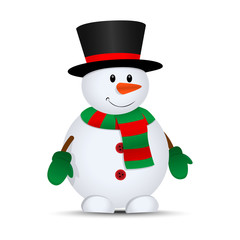 Merry christmas. Vector snowman.
