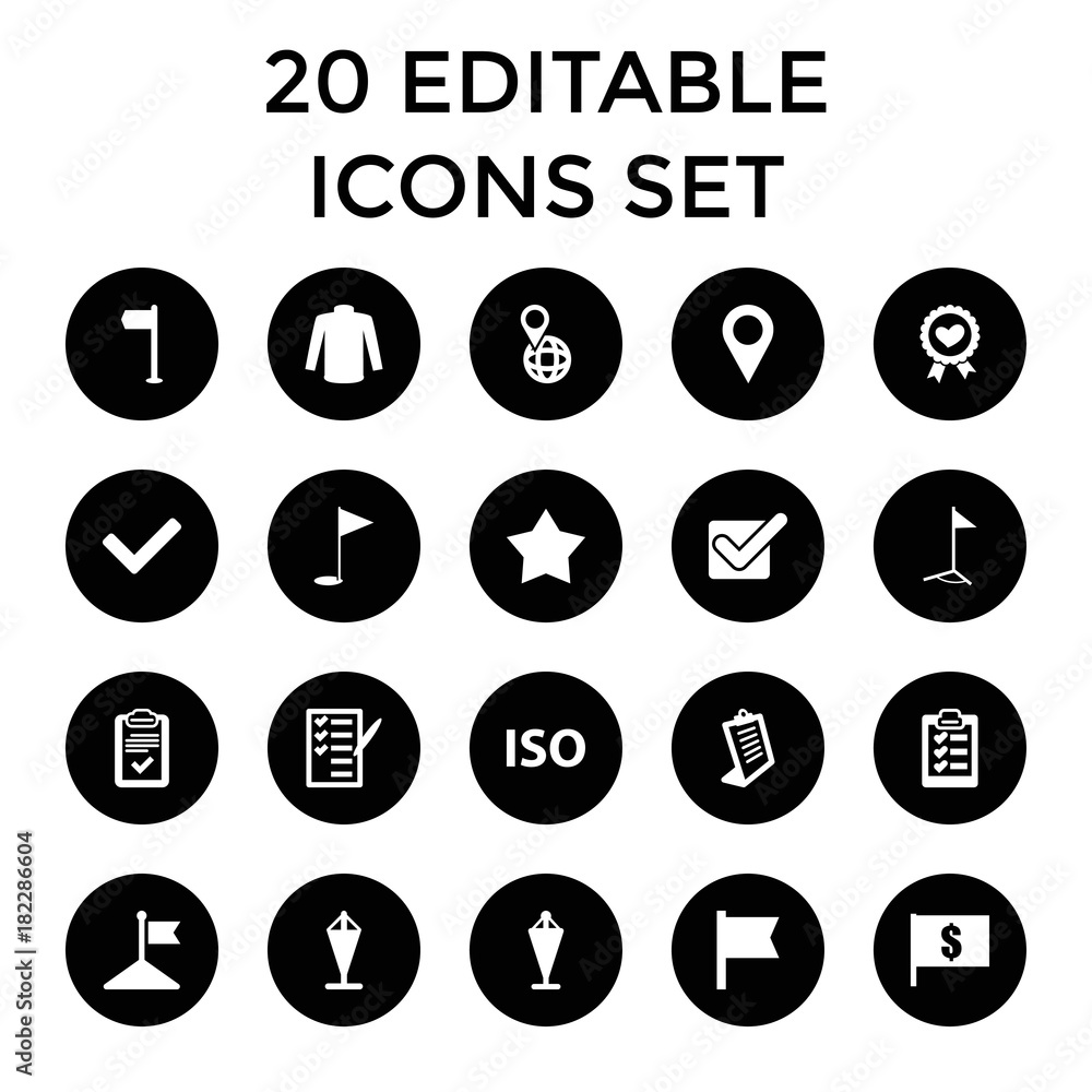 Poster set of 20 mark filled icons