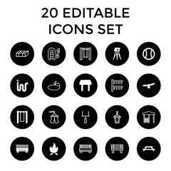 Set of 20 outdoor filled and outline icons