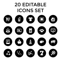 Set of 20 concept filled icons
