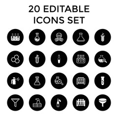 Set of 20 chemical filled and outline icons