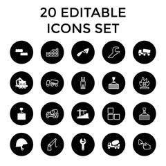 Set of 20 build filled and outline icons
