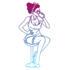 girl drinking soda pop art retro style circuit