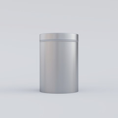 Closed aluminum cylinder can, 3D rendering