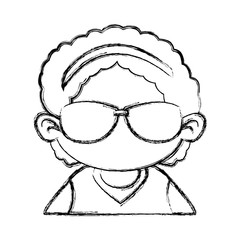 Cute girl with sunglasses cartoon