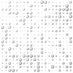 Seamless Pattern with Halftone Dots. 3d white and black Ink Dots. Spotted Effect..Aging Dots Overlay.  Random size molecules.