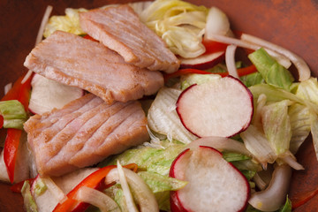 Asian food in a bowl close up