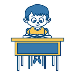 Schoolboy on desk