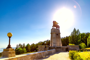 Fototapeta premium a monument to the founder of the city of Togliatti Vasily Tatishchev