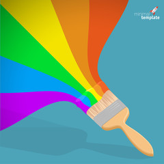  raibow  brush with rainbow paint
