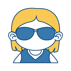 Cute girl with sunglasses cartoon