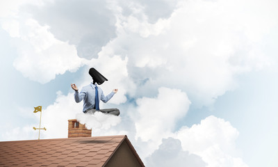 Concept of security and privacy protection with camera headed ma