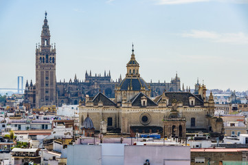 Fototapeta premium Aerial view of the Old Town in Seville, Spain