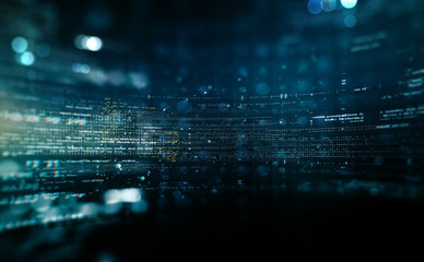 Abstract tech background. Floating Numbers HUD Background. Matrix particles grid virtual reality..Smart build. Grid core. Hardware quantum form.