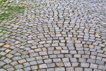 Street pavement and old cobblestones in Prague