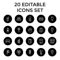 Set of 20 soft outline icons