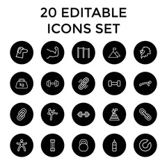 Set of 20 strength outline icons