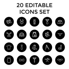 Set of 20 textile outline icons