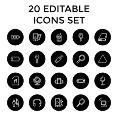 Set of 20 portable outline icons