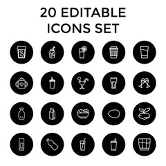 Set of 20 juice outline icons