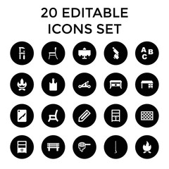 Set of 20 wood filled icons