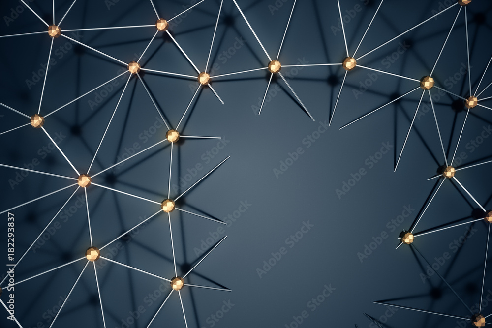 Poster 3d illustration abstract background, connection and lines of technology. abstract background network