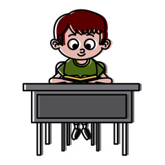 Schoolboy on desk